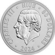 Niue 80 Dollars (Czech Lion. Charles III) CHARLES III NIUE 80 DOLLARS JC 2024 coin obverse Niue 80 Dollars (Czech Lion. Charles III) CHARLES III NIUE 80 DOLLARS JC 2024 coin obverse