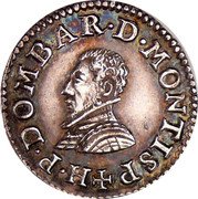 France Denier Tournois (Henry II. Pattern Strike) H.P.DOMBAR.D.MONTISP coin obverse France Denier Tournois (Henry II. Pattern Strike) H.P.DOMBAR.D.MONTISP coin obverse