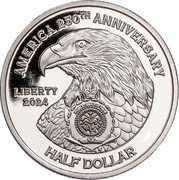 Niue Half Dollar (Continental Army) AMERICA 250TH ANNIVERSARY LIBERTY 2024 PUBLIC SEAL OF NIUE ATUA NIUE TUKULAGI HALF DOLLAR coin obverse Niue Half Dollar (Continental Army) AMERICA 250TH ANNIVERSARY LIBERTY 2024 PUBLIC SEAL OF NIUE ATUA NIUE TUKULAGI HALF DOLLAR coin obverse
