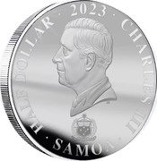 Samoa Half Dollar (History of NASA. Apollo 11 1969) FA'AVAE I LE ATUA SAMOA HALF DOLLAR 2023 CHARLES III SAMOA DT coin obverse