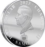 Samoa Half Dollar (History of NASA. Endeavour 2020) FA'AVAE I LE ATUA SAMOA HALF DOLLAR 2023 CHARLES III SAMOA DT coin obverse