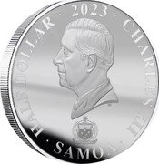 Samoa Half Dollar (History of NASA. International Space Station 1998) FA'AVAE I LE ATUA SAMOA HALF DOLLAR 2023 CHARLES III SAMOA DT coin obverse