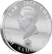 Samoa Half Dollar (History of NASA. Pioneer I 1958) FA'AVAE I LE ATUA SAMOA HALF DOLLAR 2023 CHARLES III SAMOA DT coin obverse Samoa Half Dollar (History of NASA. Pioneer I 1958) FA'AVAE I LE ATUA SAMOA HALF DOLLAR 2023 CHARLES III SAMOA DT coin obverse