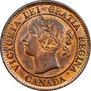 Canada One Cent (Mule with Great Britain 1/2 Penny Reverse) KM# PnA6 VICTORIA DEI GRATIA REGINA. CANADA coin obverse Canada One Cent (Mule with Great Britain 1/2 Penny Reverse) KM# PnA6 VICTORIA DEI GRATIA REGINA. CANADA coin obverse
