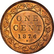 Canada One Cent (Victoria Pattern) KM# Pn11 ONE CENT 1876 coin reverse