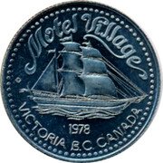 Canada One Dollar (Motel Village) MOTEL VILLAGE VICTORIA B.C. CANADA 1978 coin obverse Canada One Dollar (Motel Village) MOTEL VILLAGE VICTORIA B.C. CANADA 1978 coin obverse
