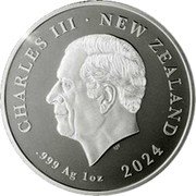 New Zealand One Dollar (Southern Lights) CHARLES III NEW ZEALAND SJF .999 AG 1OZ 2024 coin obverse New Zealand One Dollar (Southern Lights) CHARLES III NEW ZEALAND SJF .999 AG 1OZ 2024 coin obverse