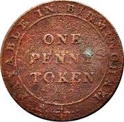 UK One Penny (Risca Union Copper Company) PAYABLE IN BIRMINGHAM ONE PENNY TOKEN coin reverse