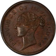 Canada One Penny (Victoria) PROVINCE OF NOVA SCOTIA coin obverse Canada One Penny (Victoria) PROVINCE OF NOVA SCOTIA coin obverse