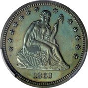 USA Quarter Dollar (Liberty Pattern) 1863 coin obverse USA Quarter Dollar (Liberty Pattern) 1863 coin obverse