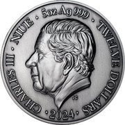 Niue Twelve Dollars Gemini 2024  CHARLES III NIUE 5OZ AG 999 TWELVE DOLLARS JC 2024 coin obverse Niue Twelve Dollars Gemini 2024  CHARLES III NIUE 5OZ AG 999 TWELVE DOLLARS JC 2024 coin obverse