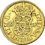 Spain 1/2 Escudo (Philip V. Madrid Mint. 1st Type) INIT SAPIENT TIM D M JF coin reverse Spain 1/2 Escudo (Philip V. Madrid Mint. 1st Type) INIT SAPIENT TIM D M JF coin reverse