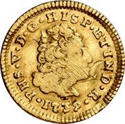 Spain 1/2 Escudo (Philip V. Madrid Mint. Monogram) PHS V D G HI ET IND R 1739 coin obverse Spain 1/2 Escudo (Philip V. Madrid Mint. Monogram) PHS V D G HI ET IND R 1739 coin obverse