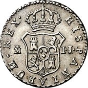 Spain 1/2 Real (Ferdinand VII Madrid Mint. Draped Bust) KM# 473.2a HISPANIARIUM REX M I J coin reverse Spain 1/2 Real (Ferdinand VII Madrid Mint. Draped Bust) KM# 473.2a HISPANIARIUM REX M I J coin reverse