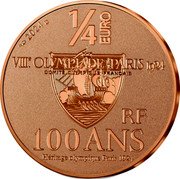 France 1/4 Euro Paavo Nurmi 2024  KM# 3334 2024 1/4 EURO VIII OLYMPIADE PARIS 1924 COMITÉ OLYMPIQUE FRANÇAISE RF 100 ANS HÉRITAGE OLYMPIQUE PARIS 1924 coin obverse