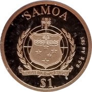 Samoa 1 Dollar (Australian Gold Rush) SAMOA FA'AVAE I LE ATUA SAMOA $1 0.5 G AU 585 coin obverse Samoa 1 Dollar (Australian Gold Rush) SAMOA FA'AVAE I LE ATUA SAMOA $1 0.5 G AU 585 coin obverse