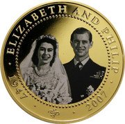 Cook Islands 1 Dollar Elizabeth II Diamond Wedding. With Collar 2007  Proof KM# 1198a ELIZABETH AND PHILIP 1947 EP 2007 coin reverse Cook Islands 1 Dollar Elizabeth II Diamond Wedding. With Collar 2007  Proof KM# 1198a ELIZABETH AND PHILIP 1947 EP 2007 coin reverse