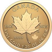 Canada 1 Dollar (Maple Leaf) CANADA 1965 2025 FINE GOLD 1/20 OZ OR PUR 9999 JK coin reverse Canada 1 Dollar (Maple Leaf) CANADA 1965 2025 FINE GOLD 1/20 OZ OR PUR 9999 JK coin reverse