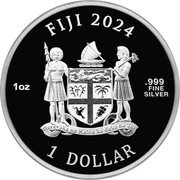 Fiji 1 Dollar (Shakespeare. Romeo and Juliet. Colored) 1 OZ FIJI 2024 .999 FINE SILVER REREVAKA NA KALOU KA DOKA NA TUI 1 DOLLAR coin obverse Fiji 1 Dollar (Shakespeare. Romeo and Juliet. Colored) 1 OZ FIJI 2024 .999 FINE SILVER REREVAKA NA KALOU KA DOKA NA TUI 1 DOLLAR coin obverse