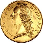 France 1 ECU (Essai. Louis XV. Headband) KM# Pn15 LUD XV D G FR ET NAV REX coin obverse