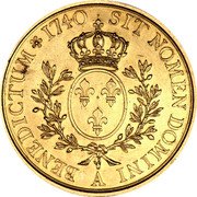 France 1 ECU (Essai. Louis XV. Headband) KM# Pn15 SIT NOMEN DOMINI BENEDICTUM 1740 A coin reverse