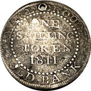 UK One Shilling Wiltshire. Marlborough. Old Bank 1811  MARLBOROUGH ONE SHILLING TOKEN 1811 OLD BANK coin reverse UK One Shilling Wiltshire. Marlborough. Old Bank 1811  MARLBOROUGH ONE SHILLING TOKEN 1811 OLD BANK coin reverse