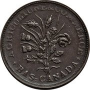 Canada 1 Sou (Birmingham. 32 Laurel Leaves. 1 Shamrock) AGRICULTURE & COMMERCE BAS - CANADA coin obverse Canada 1 Sou (Birmingham. 32 Laurel Leaves. 1 Shamrock) AGRICULTURE & COMMERCE BAS - CANADA coin obverse