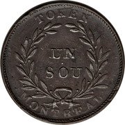 Canada 1 Sou (Birmingham. 32 Laurel Leaves. 1 Shamrock) TOKEN UN SOU MONTREAL coin reverse Canada 1 Sou (Birmingham. 32 Laurel Leaves. 1 Shamrock) TOKEN UN SOU MONTREAL coin reverse