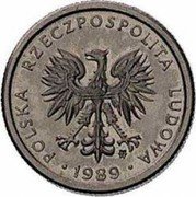 Poland 1 Zloty Circulation Coin. Trial Strike 1989 MW POLSKA RZECZPOSPOLITA LUDOWA MW 1989 coin obverse