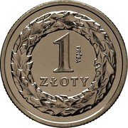 Poland 1 Zloty Circulation Coin. Trial Strike 1990 MW 1 ZŁOTY PRÓBA coin reverse Poland 1 Zloty Circulation Coin. Trial Strike 1990 MW 1 ZŁOTY PRÓBA coin reverse