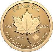 Canada 10 Dollars (Maple Leaf) CANADA 1965 2025 FINE GOLD 1/4 OZ OR PUR 9999 JK coin reverse Canada 10 Dollars (Maple Leaf) CANADA 1965 2025 FINE GOLD 1/4 OZ OR PUR 9999 JK coin reverse