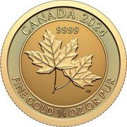 Canada 10 Dollars (Twin Maples. Bullion) CANADA 2024 9999 FINE GOLD 1/4 OZ OR PUR CG coin reverse