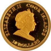 Cook Islands 10 Dollars (Tycho Brahe) ELIZABETH II COOK ISLANDS 10 DOLLARS coin obverse