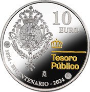 Spain 10 Euro 200th Anniversary of the Public Treasury 2024 M Proof 10 EURO TESORO PÚBLICO M 1824 - BICENTENARIO - 2024 coin reverse Spain 10 Euro 200th Anniversary of the Public Treasury 2024 M Proof 10 EURO TESORO PÚBLICO M 1824 - BICENTENARIO - 2024 coin reverse