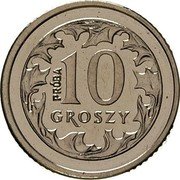 Poland 10 Groszy Circulation Coin. Trial Strike 1990 MW PRÓBA 10 GROSZY coin reverse