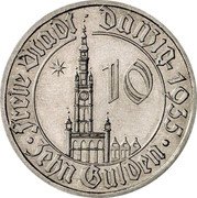 Poland 10 Gulden (Danzig. Pattern) FREIE STADT DANZIG 1935 ZEHN GULDEN 10 coin obverse