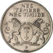 Poland 10 Gulden (Danzig. Pattern) NEC TEMERE NEC TIMIDE PROBE coin reverse