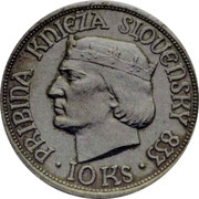 Slovakia 10 Korun (Prince Pribina of Nitra. Pattern) PRIBINA KNIEŽA SLOVENSKÝ 833 10 KS coin reverse Slovakia 10 Korun (Prince Pribina of Nitra. Pattern) PRIBINA KNIEŽA SLOVENSKÝ 833 10 KS coin reverse