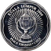Malaysia 10 Ringgit (Thomas Uber Cup) KUALA LUMPUR 2000 PIALA THOMAS UBER coin reverse Malaysia 10 Ringgit (Thomas Uber Cup) KUALA LUMPUR 2000 PIALA THOMAS UBER coin reverse