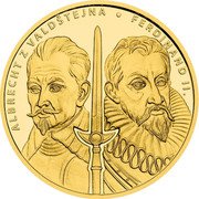 Niue 100 Dollars (Albrecht von Wallenstein & Ferdinand II) ALBRECHT Z VALDŠTEJNA FERDINAND II. coin reverse