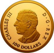 Canada 100 Dollars Lunar Year of the Snake 2025 CHARLES III D G REX 100 DOLLARS SR coin obverse Canada 100 Dollars Lunar Year of the Snake 2025 CHARLES III D G REX 100 DOLLARS SR coin obverse
