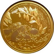 Niue 100 Dollars (Moomin 75th Anniversary) ©MC™ MOOMIN 75 YEARS MUUMIT 75 VUOTTA MUMIN 75 ÅR coin reverse