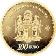 Malta 100 Euro Maltese Cross 2024  KM# 266 CENTRAL BANK OF MALTA 100 EURO coin obverse Malta 100 Euro Maltese Cross 2024  KM# 266 CENTRAL BANK OF MALTA 100 EURO coin obverse