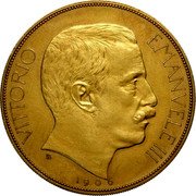 Italy 100 Lire (Victor Emmanuel III Pattern. Lions) VITTORIO EMANVELE III 1906 coin obverse Italy 100 Lire (Victor Emmanuel III Pattern. Lions) VITTORIO EMANVELE III 1906 coin obverse