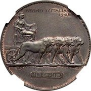 Italy 100 Lire (Victor Emmanuel III Pattern. Lions) REGNO D'ITALIA 1906 PROVA S J LIRE CENTO coin reverse