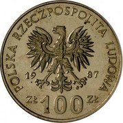Poland 100 Zlotych (Casimir III the Great. Trial Strike) POLSKA RZECZPOSPOLITA LUDOWA 19 87 MW ZŁ 100 ZŁ coin obverse Poland 100 Zlotych (Casimir III the Great. Trial Strike) POLSKA RZECZPOSPOLITA LUDOWA 19 87 MW ZŁ 100 ZŁ coin obverse