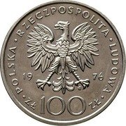 Poland 100 Zlotych Kazimierz Pulaski. Trial Strike 1976 MW POLSKA RZECZPOSPOLITA LUDOWA 19 76 MW ZŁ 100 ZŁ coin obverse Poland 100 Zlotych Kazimierz Pulaski. Trial Strike 1976 MW POLSKA RZECZPOSPOLITA LUDOWA 19 76 MW ZŁ 100 ZŁ coin obverse