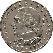 Poland 100 Zlotych Kazimierz Pulaski. Trial Strike 1976 MW KAZIMIERZ PUŁASKI PRÓBA WS 1747-1779 coin reverse Poland 100 Zlotych Kazimierz Pulaski. Trial Strike 1976 MW KAZIMIERZ PUŁASKI PRÓBA WS 1747-1779 coin reverse