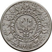 Poland 100 Zlotych (Polish Millennium Trial Strike. Mieszko and Dabrowka) POLSKA RZECZPOSPOLITA LUDOWA 1960 coin obverse Poland 100 Zlotych (Polish Millennium Trial Strike. Mieszko and Dabrowka) POLSKA RZECZPOSPOLITA LUDOWA 1960 coin obverse