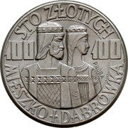 Poland 100 Zlotych (Polish Millennium Trial Strike. Mieszko and Dabrowka) STO ZŁOTYCH 100 100 PRÓBA MIESZKO I DĄBRÓWKA coin reverse Poland 100 Zlotych (Polish Millennium Trial Strike. Mieszko and Dabrowka) STO ZŁOTYCH 100 100 PRÓBA MIESZKO I DĄBRÓWKA coin reverse